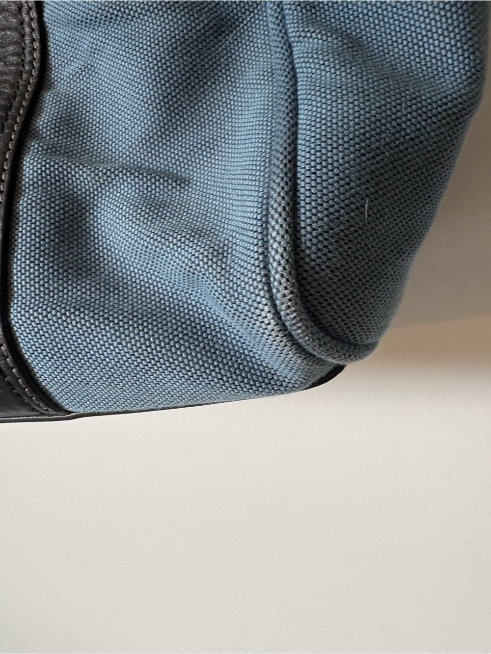Vintage Coach Bleecker Canvas Tote Bag Gray Blue Leather Trim USA Style 5723 - Picture 7 of 12